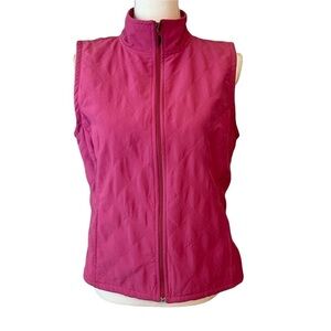 Columbia Quilted Fleece Zip front Vest Fuschia Magenta Bright Pink -Size Med.
